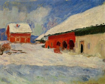  nieve Pintura Art%C3%ADstica - Casas rojas en Bjornegaard en la nieve Noruega Claude Monet